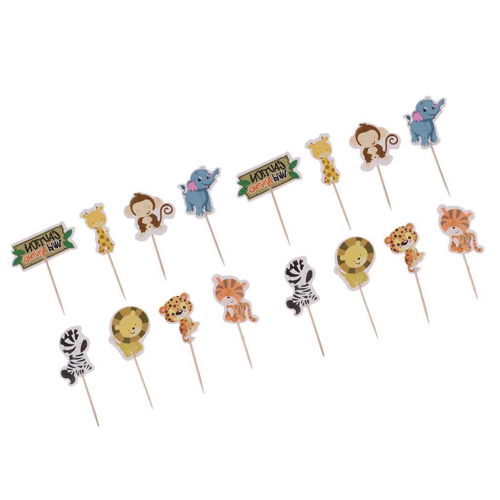 48 Pieces Wild Animal Cupcake Toppers Cake Picks Wedding Baby Shower Decor