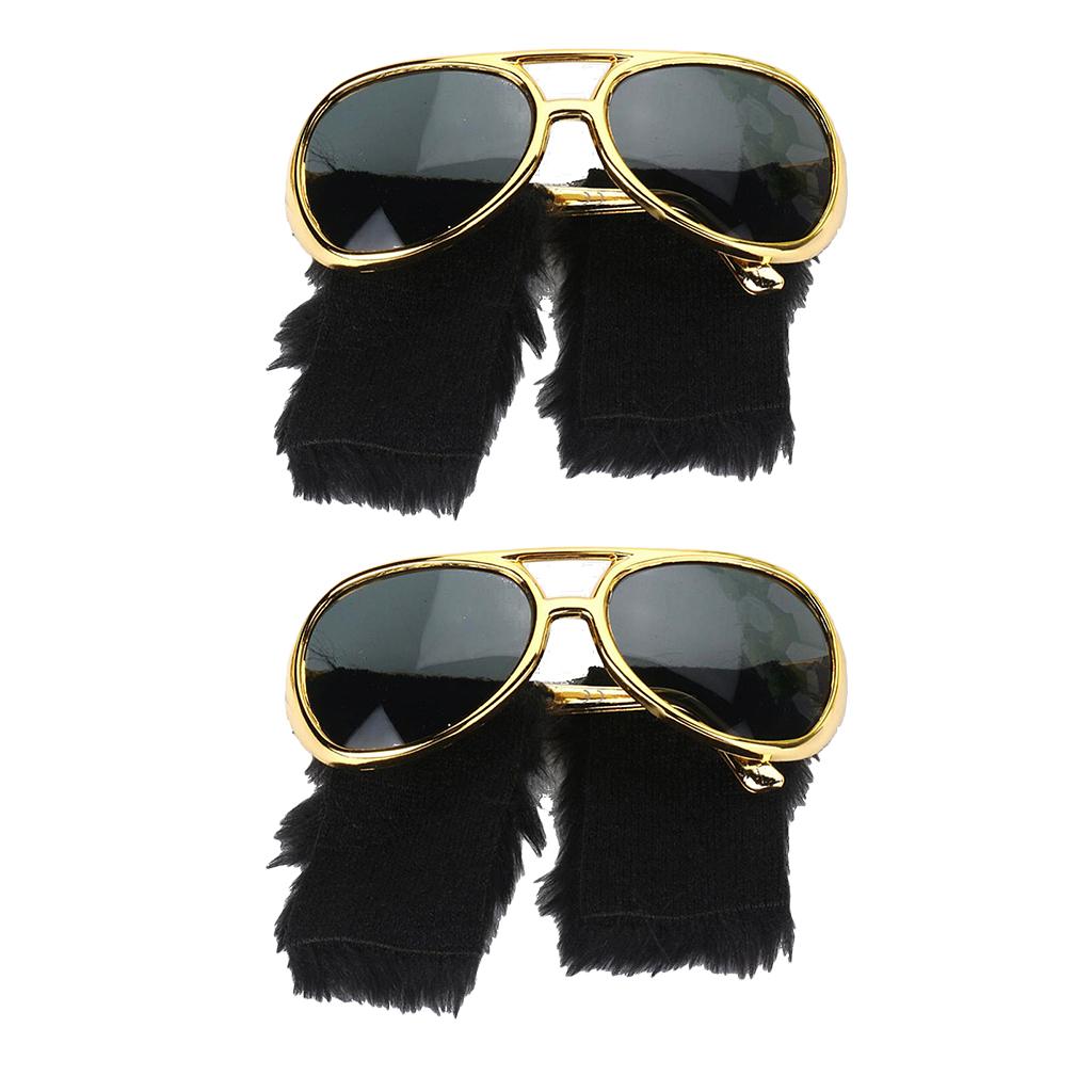 2x Novelty Sunglasses Funny Beard Glasses 70s Disco Costume