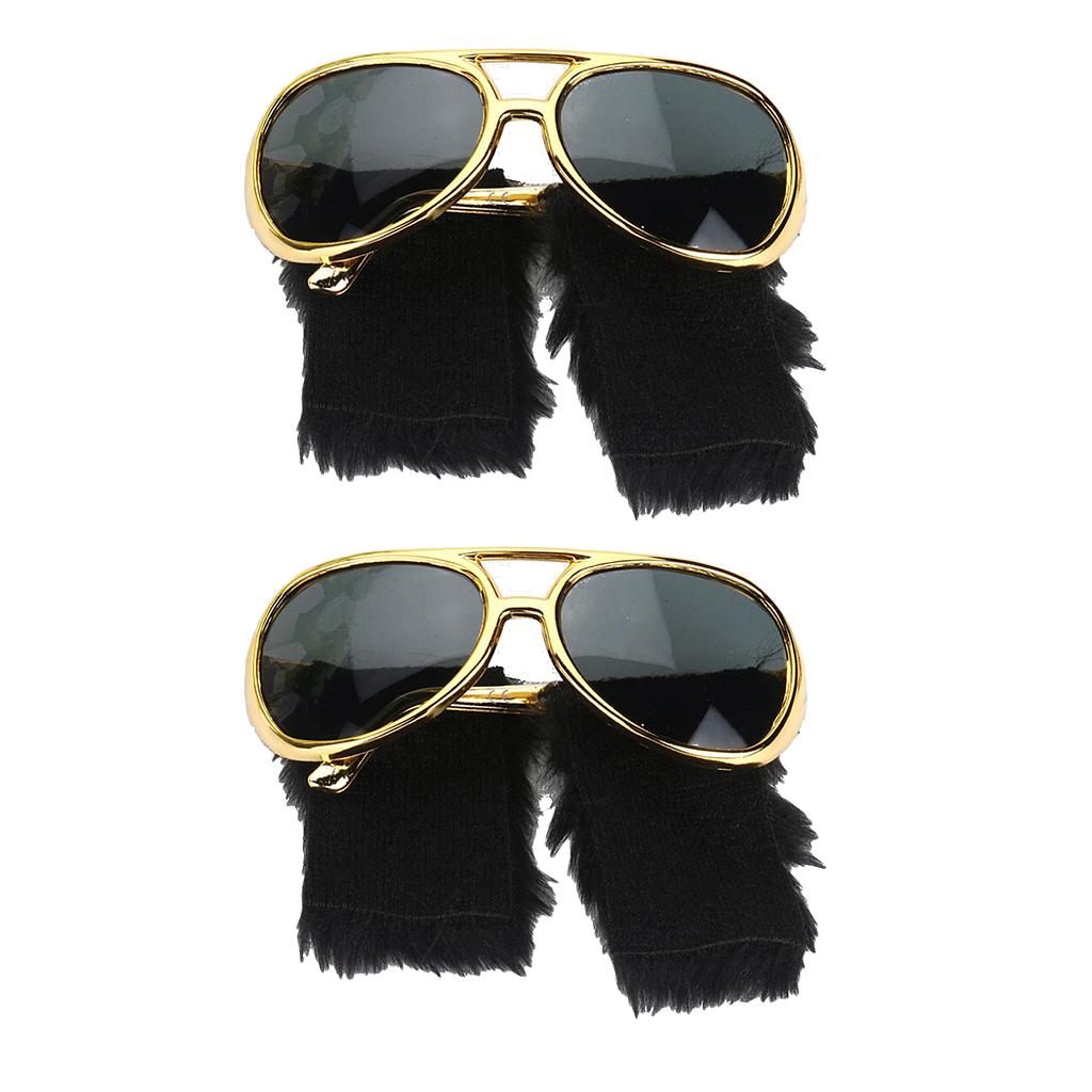 2x Novelty Sunglasses Funny Beard Glasses 70s Disco Costume