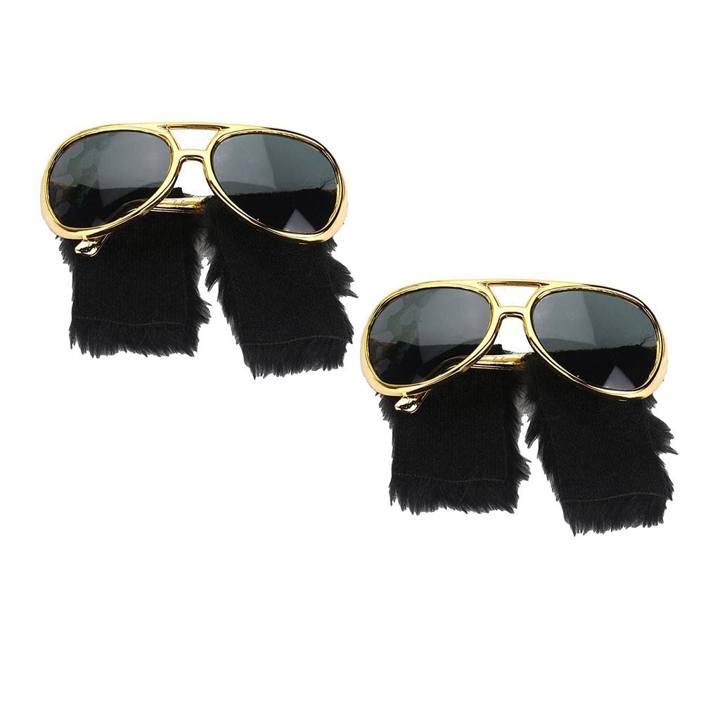 2x Novelty Sunglasses Funny Beard Glasses 70s Disco Costume