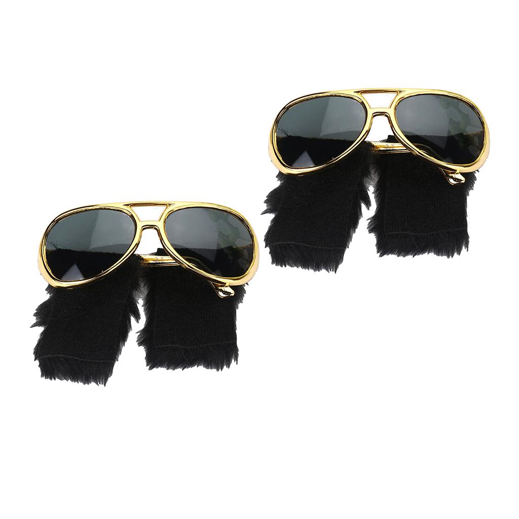 2x Novelty Sunglasses Funny Beard Glasses 70s Disco Costume