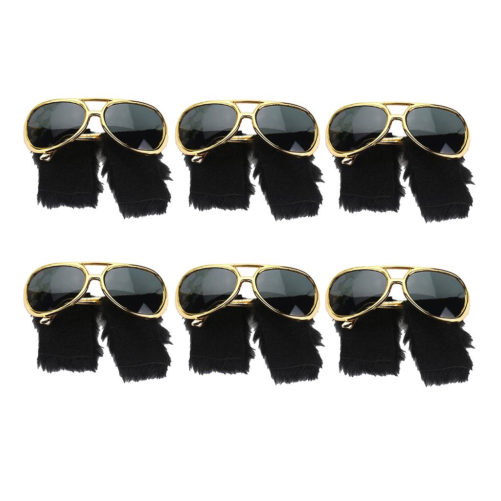 6x Novelty Sunglasses Funny Beard Glasses 70s Disco Costume