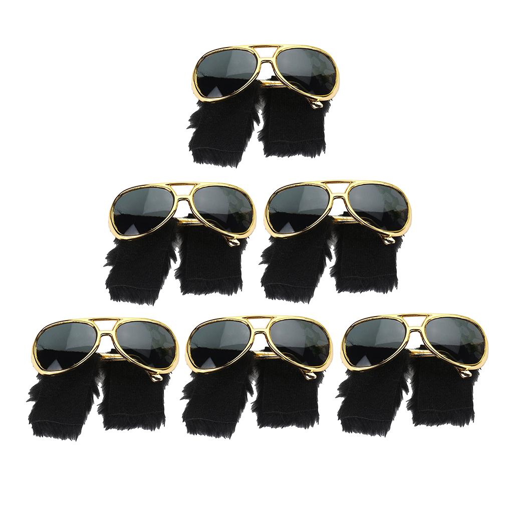 6x Novelty Sunglasses Funny Beard Glasses 70s Disco Costume