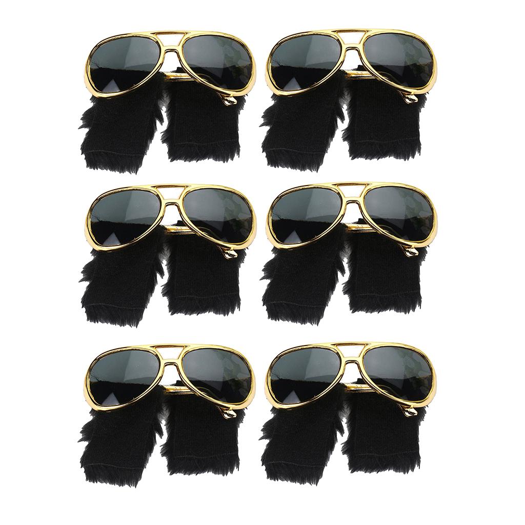 6x Novelty Sunglasses Funny Beard Glasses 70s Disco Costume