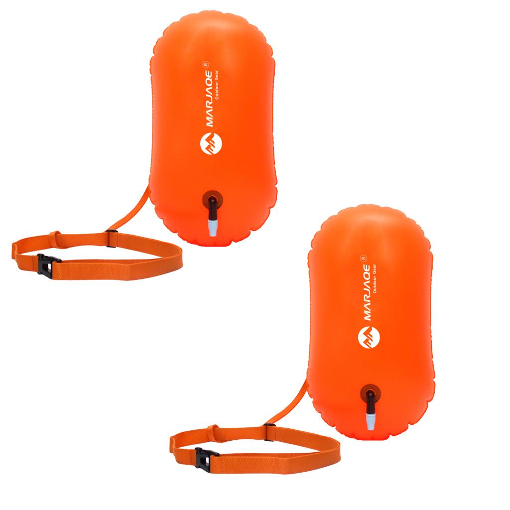 2Pcs Safety Swim Buoy Tow Float Inflatable Air Bag for Open Water Swimming