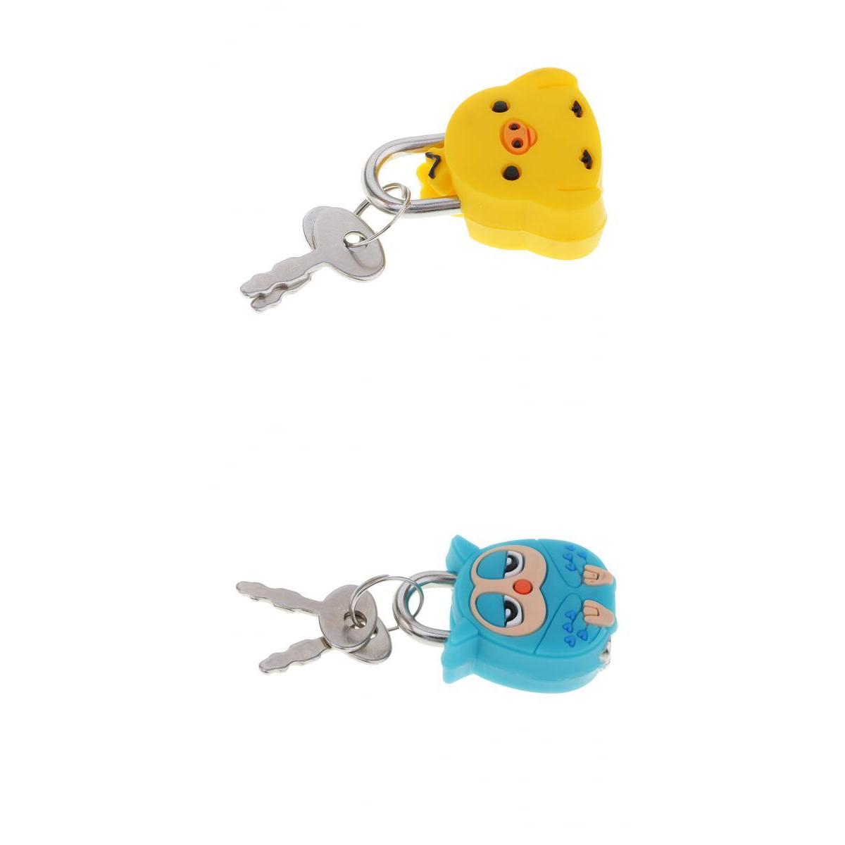 2 Set Lovely Cartoon Doll Animals Small Padlock Security Lock with Keys