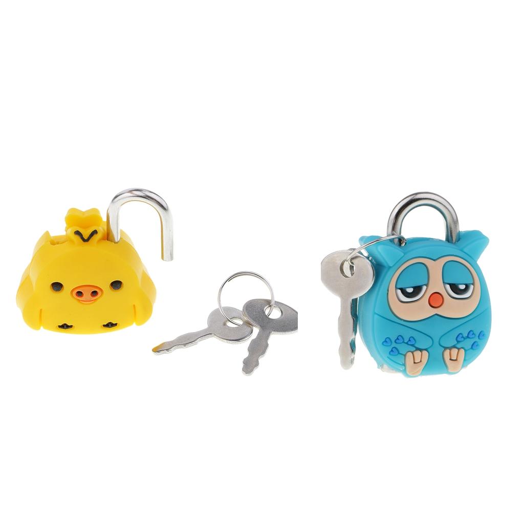 2 Set Lovely Cartoon Doll Animals Small Padlock Security Lock with Keys