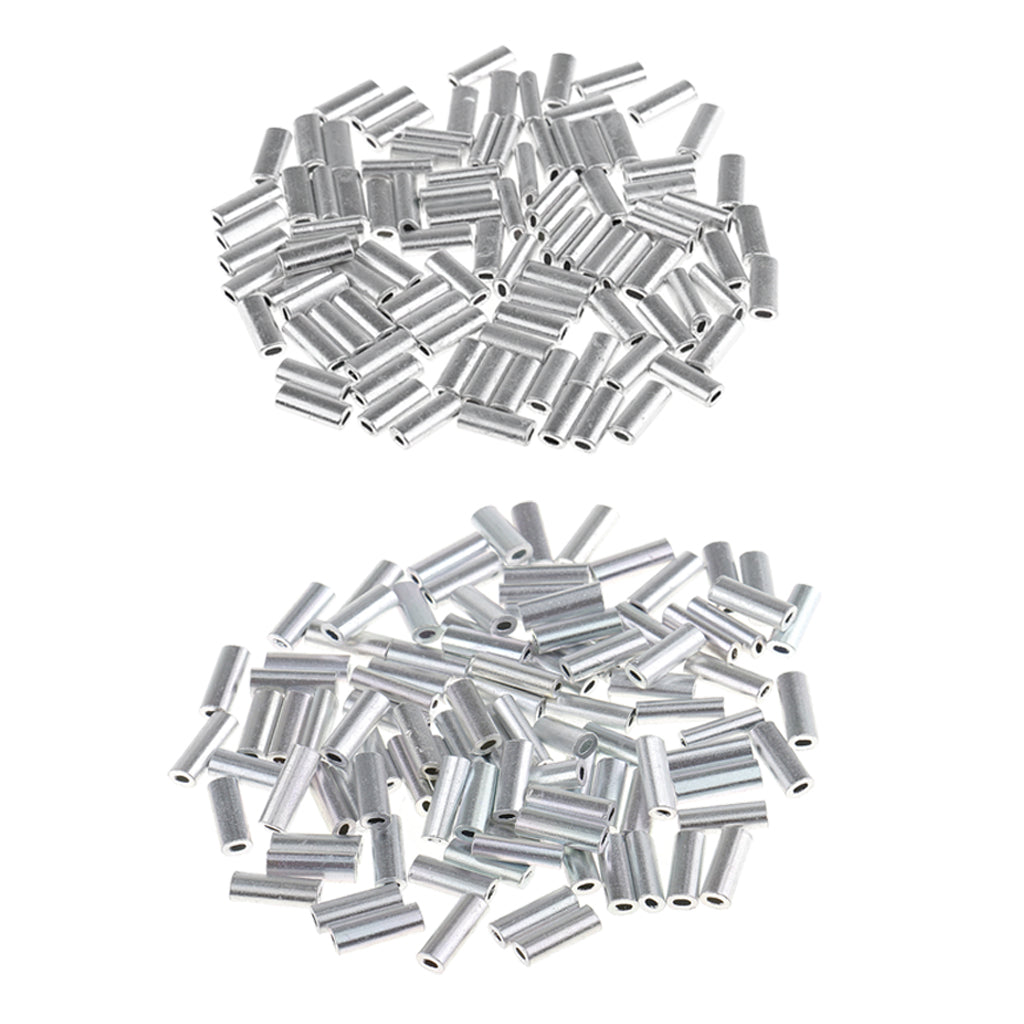 200Pcs Single Aluminum Fishing Crimp Sleeves Wire Leader Sleeve Connectors