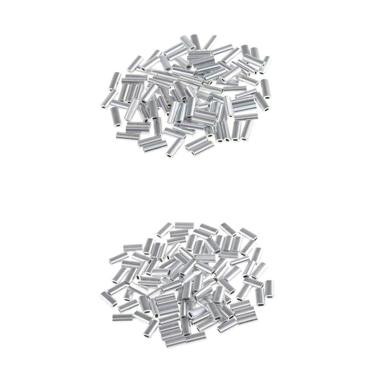 200Pcs Single Aluminum Barrel Fishing Crimp Sleeves Tube Wire Leader Sleeve