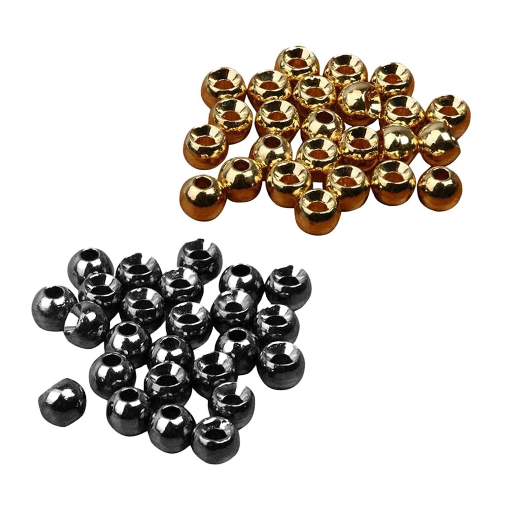 50 Pieces Tungsten Slotted Beads Fly Tying Beads Nymph Head Ball Beads 2.4mm