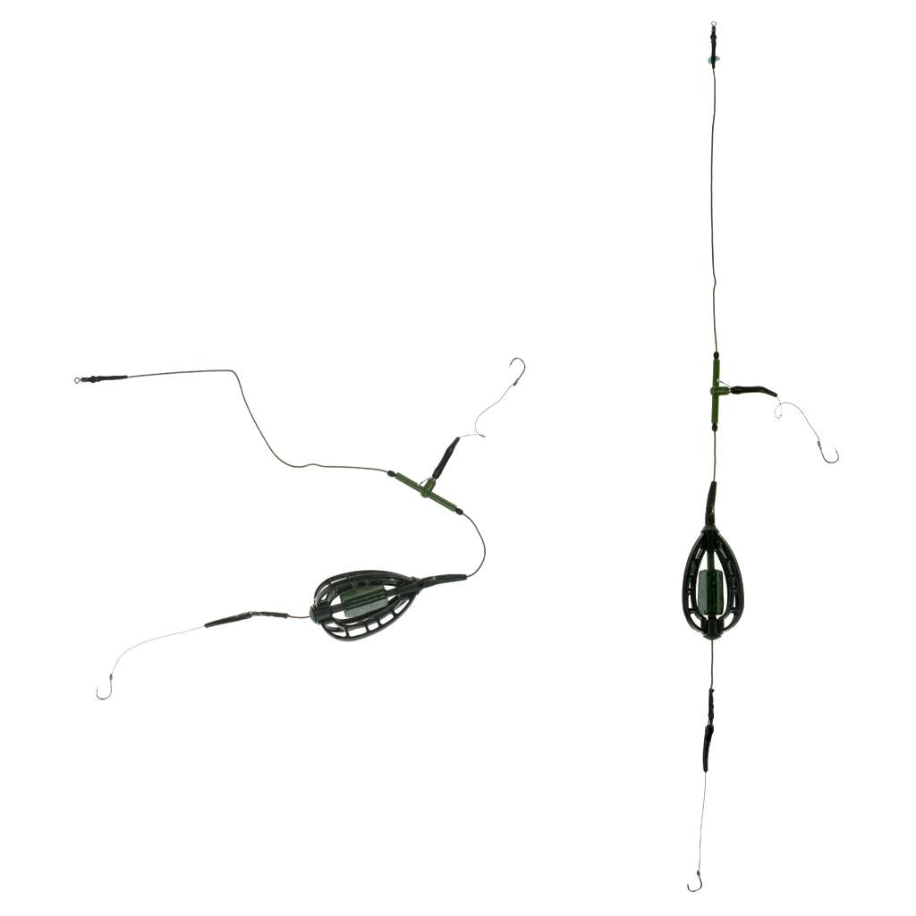 2pcs Carp Fishing Bait Cage Fishing Lure Swivel with Sinker Basket Holder