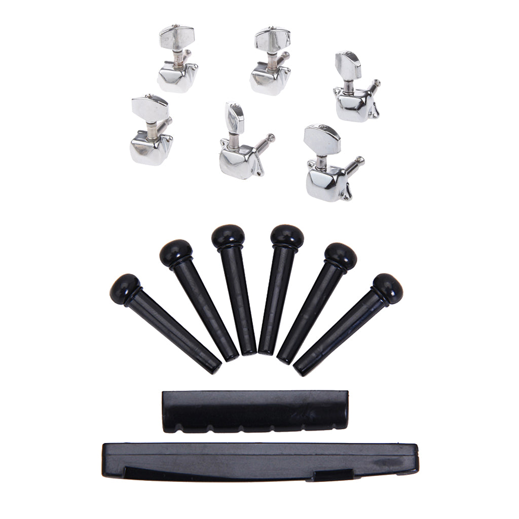 3R3L Semiclosed Guitar Tuning Pegs Machine Heads with Nut Saddle Bridge Pins