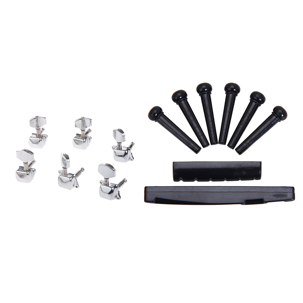 3R3L Semiclosed Guitar Tuning Pegs Machine Heads with Nut Saddle Bridge Pins