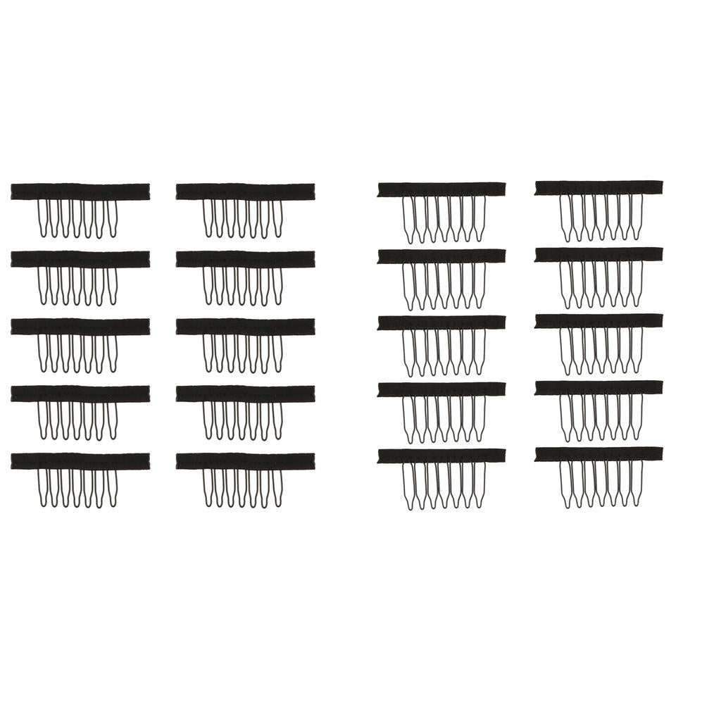 20PCS 7 Teeth Hair Lace Wig Insert Combs Wig Cap Clips Wigs Accessories S+L