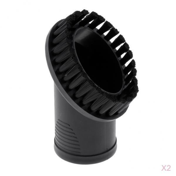 2 pieces 32mm/1.25 Dia. Oval Vacuum Cleaner Dust Brush Bristle Brush Black"