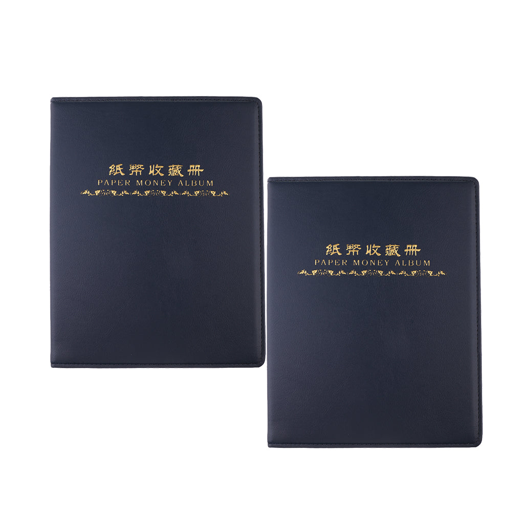 2pcs Home Decor Leather Paper money album 10 sheets Collection Books Blue