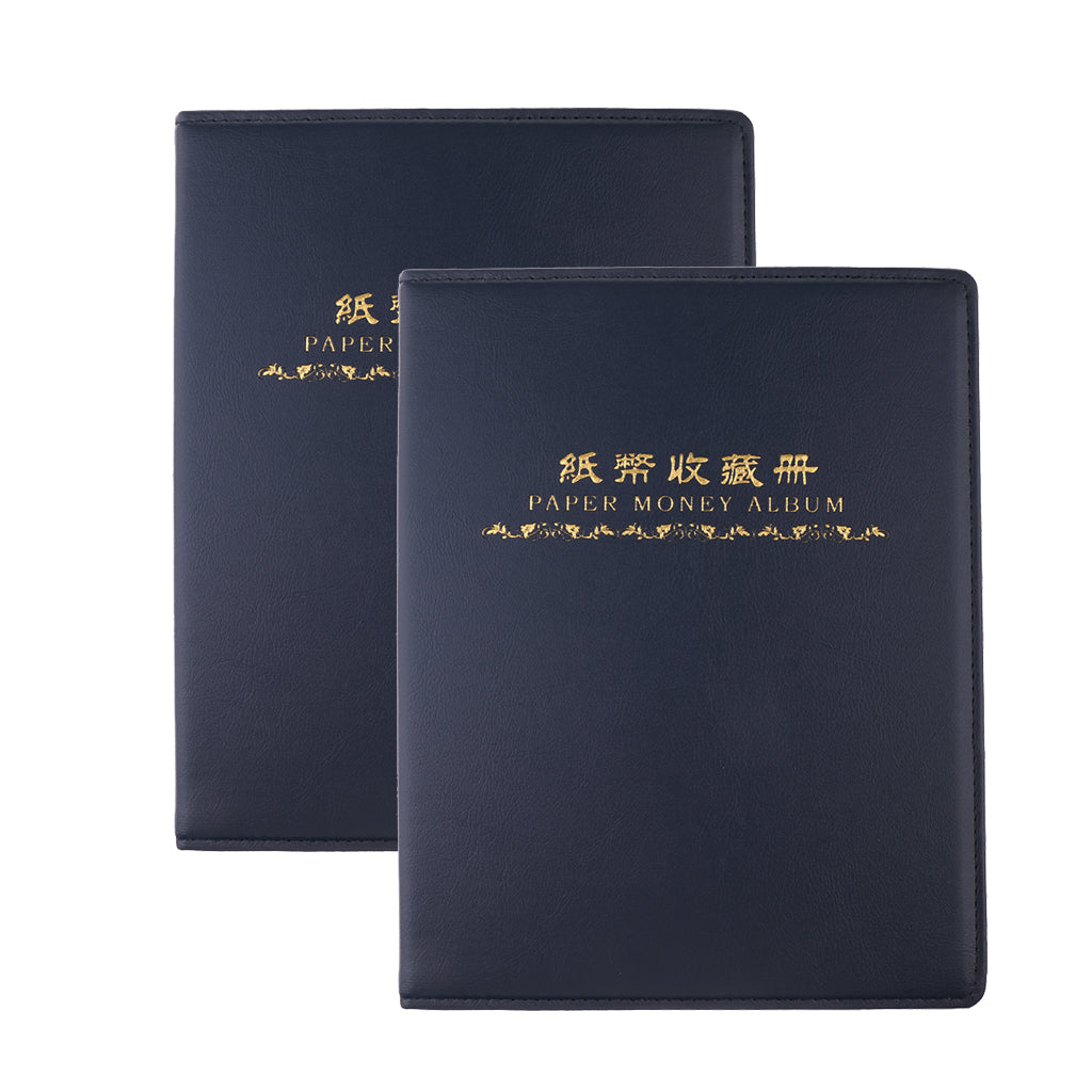 2pcs Home Decor Leather Paper money album 10 sheets Collection Books Blue