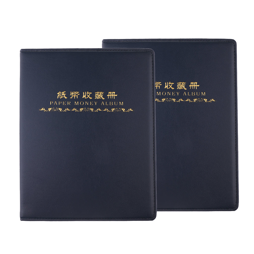2pcs Home Decor Leather Paper money album 10 sheets Collection Books Blue