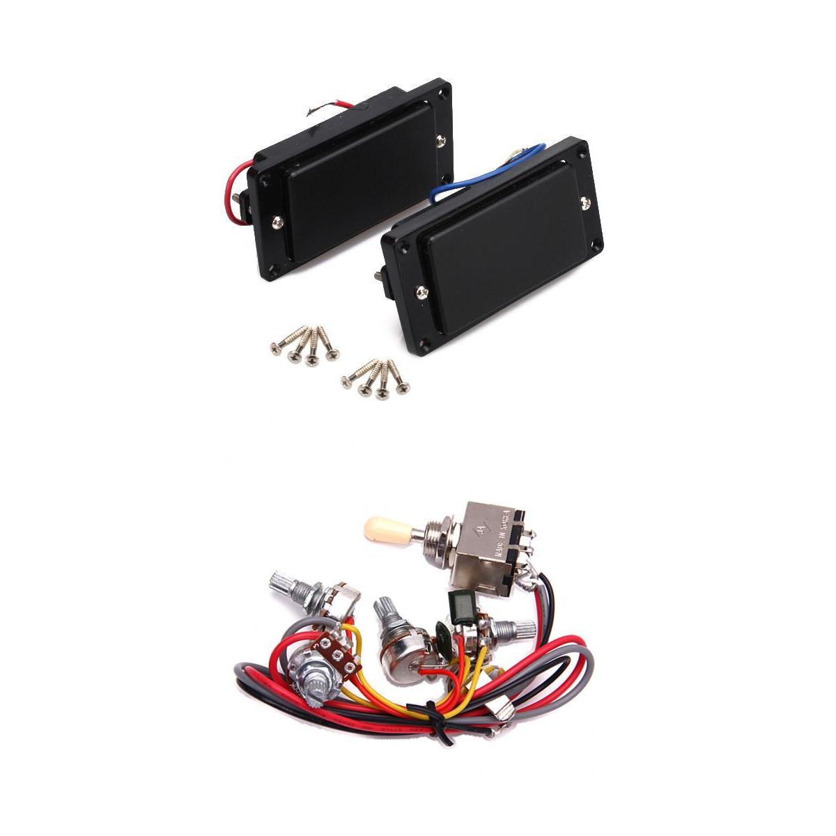 Black Sealed Humbucker Pickup Set+Circut Wiring 3 Box Pickup Selector for LP