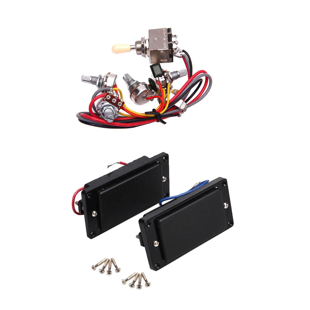 Black Sealed Humbucker Pickup Set+Circut Wiring 3 Box Pickup Selector for LP