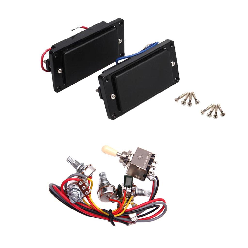 Black Sealed Humbucker Pickup Set+Circut Wiring 3 Box Pickup Selector for LP