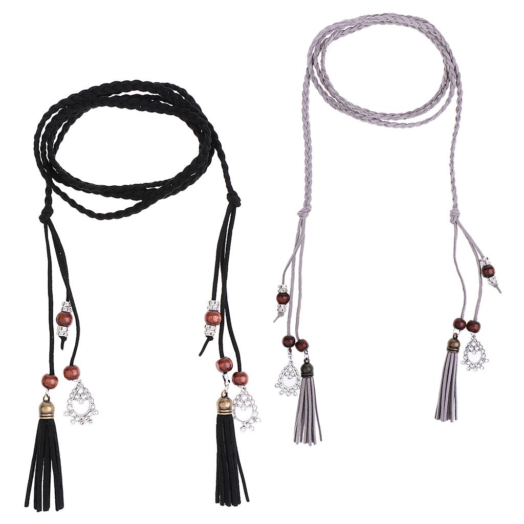 2pcs Ladies Girls Women Skinny Thin Fashion Waist Belt Waistbelt Tassel