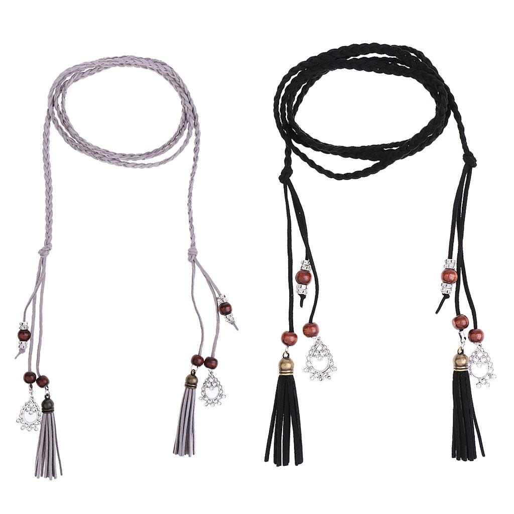 2pcs Ladies Girls Women Skinny Thin Fashion Waist Belt Waistbelt Tassel