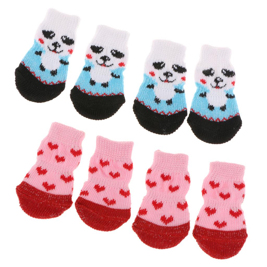 8Pcs Pet Dog Socks Dog Floor Grip Socks Shoes Boots Non Slip Protector S