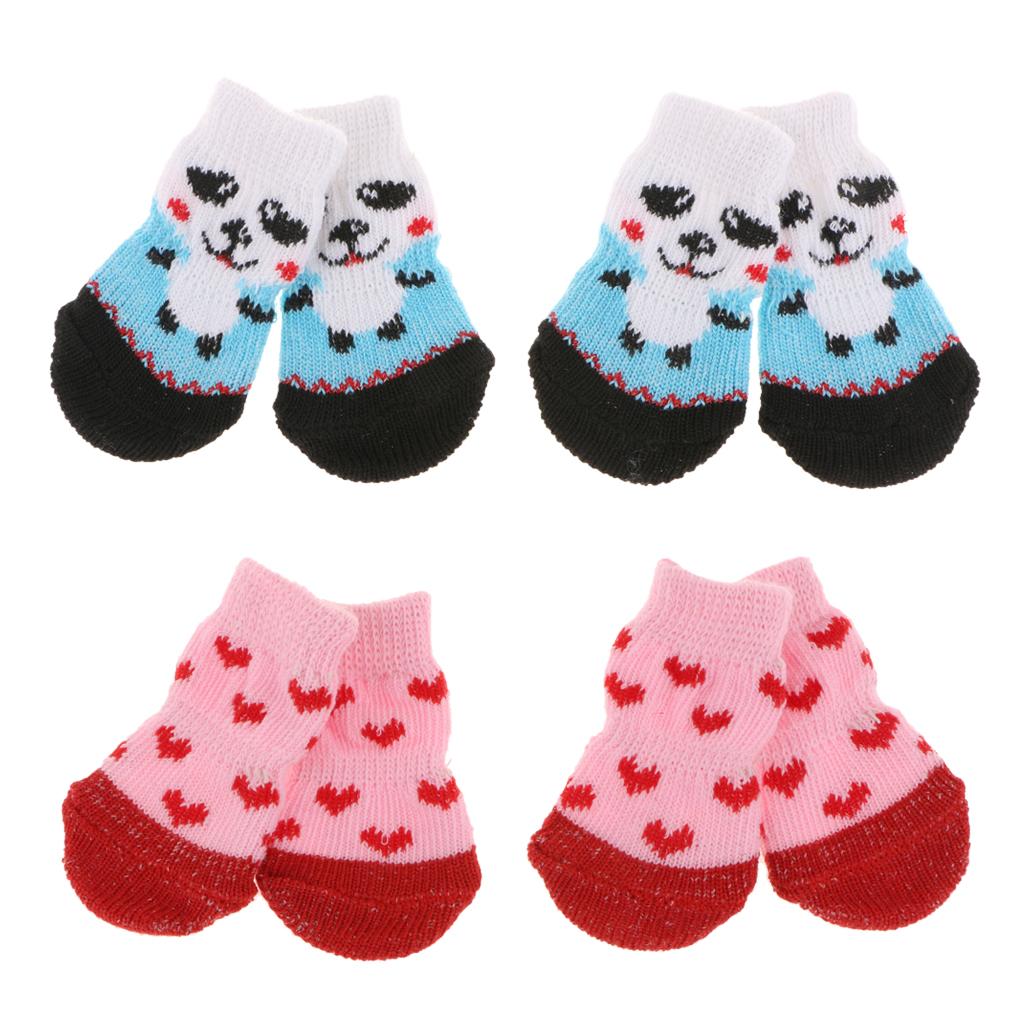 8Pcs Pet Dog Socks Dog Floor Grip Socks Shoes Boots Non Slip Protector S
