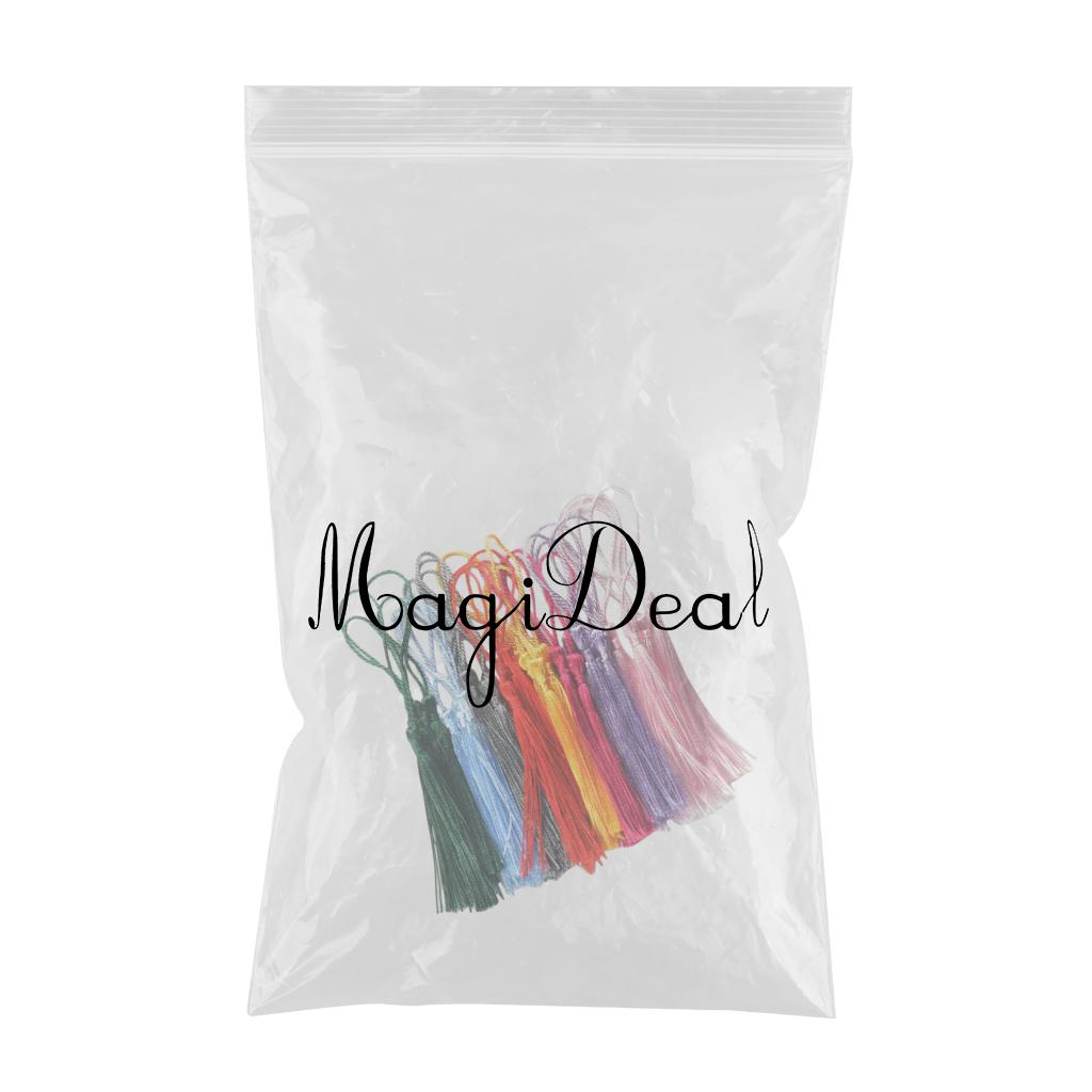 180 Pieces Multicolored Silky Handmade Soft Craft Mini Tassels with Loops