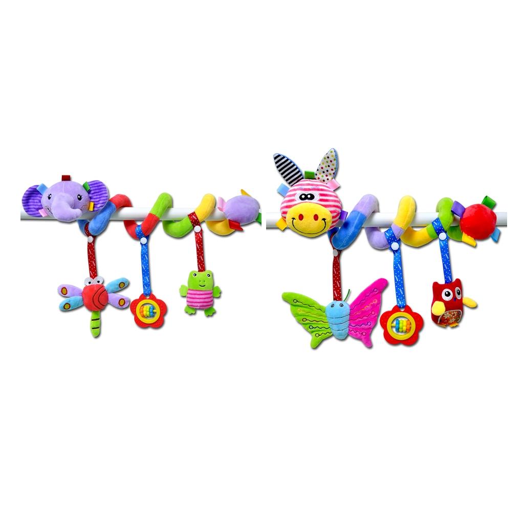 2 Pieces Musical Plush Crib Bed Stroller Baby Pram Rattle Hanging Bell Toys