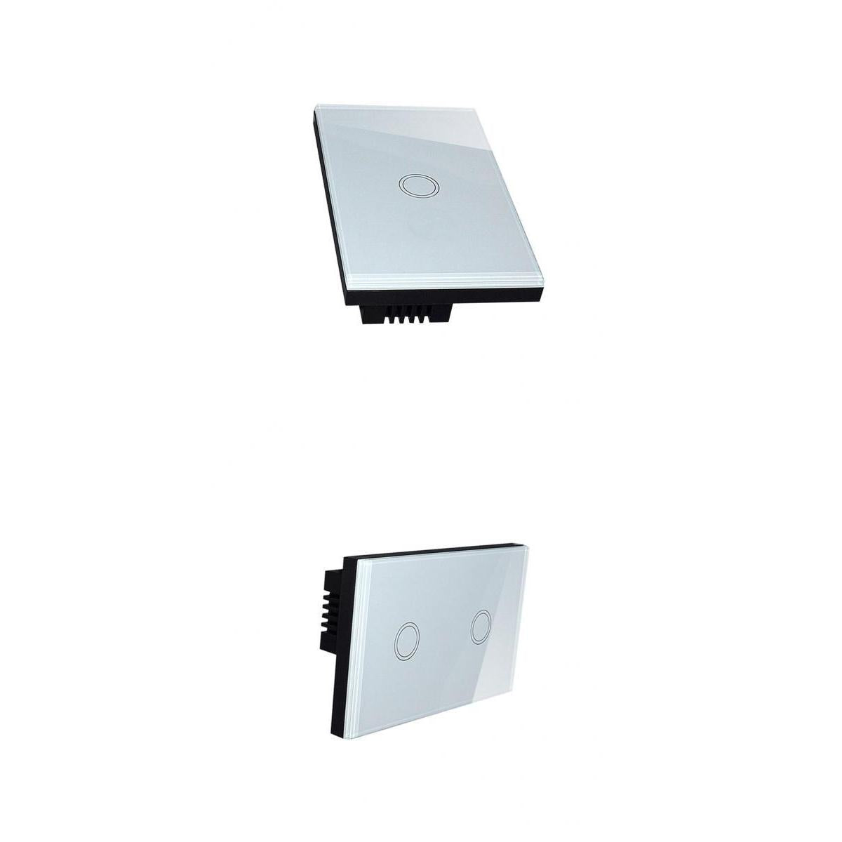 2Pcs 1 Way Touch Wall Control Light Switch Crystal Glass Panel 1 Gang 2 Gang