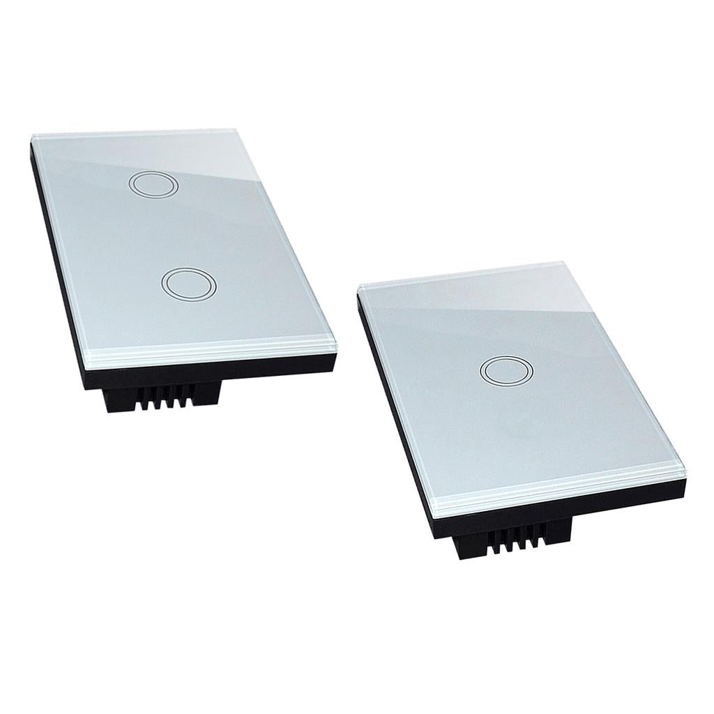 2Pcs 1 Way Touch Wall Control Light Switch Crystal Glass Panel 1 Gang 2 Gang
