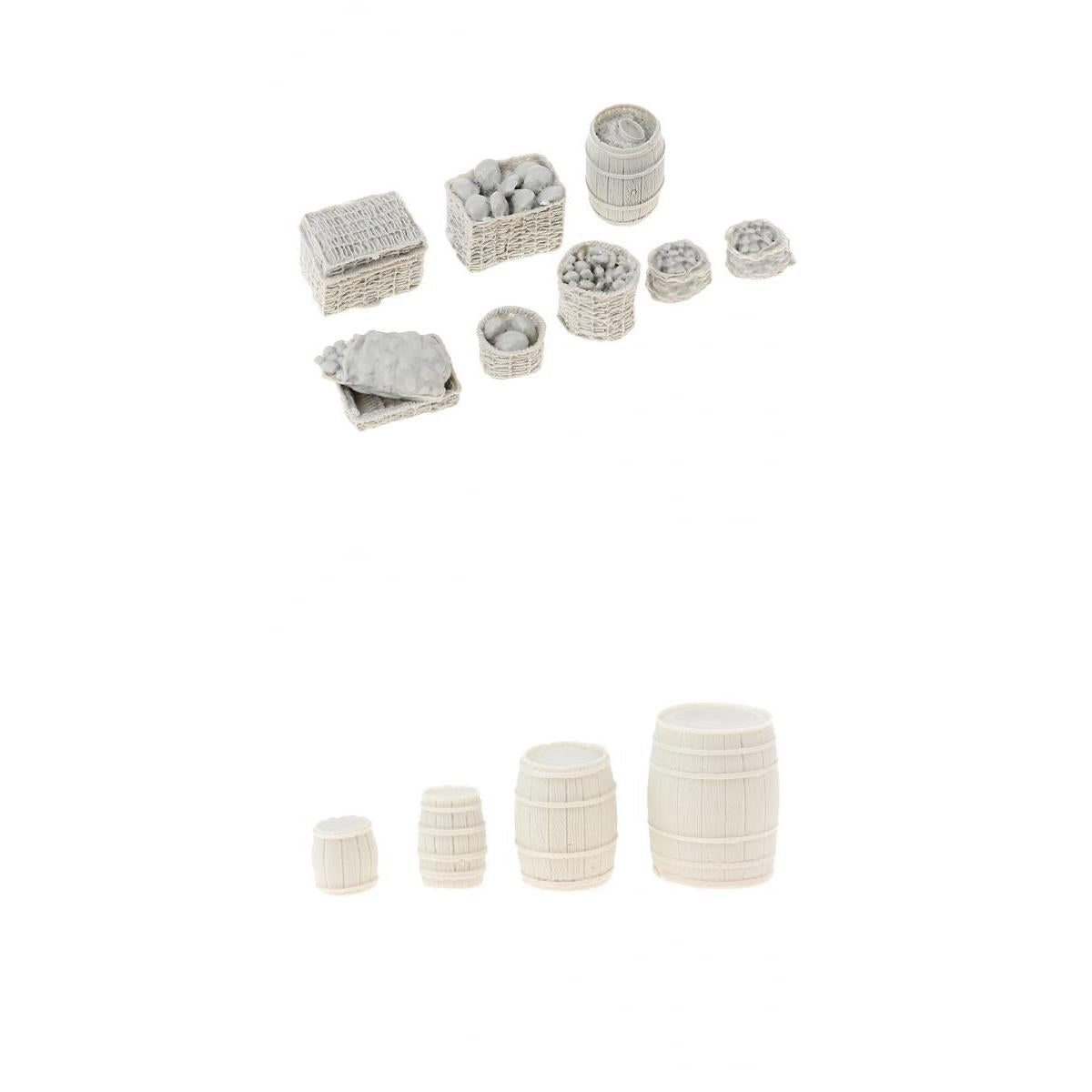 1/35 Scale Mini Slodier Food Supplies Basket Cask Model for Sand Table Scene