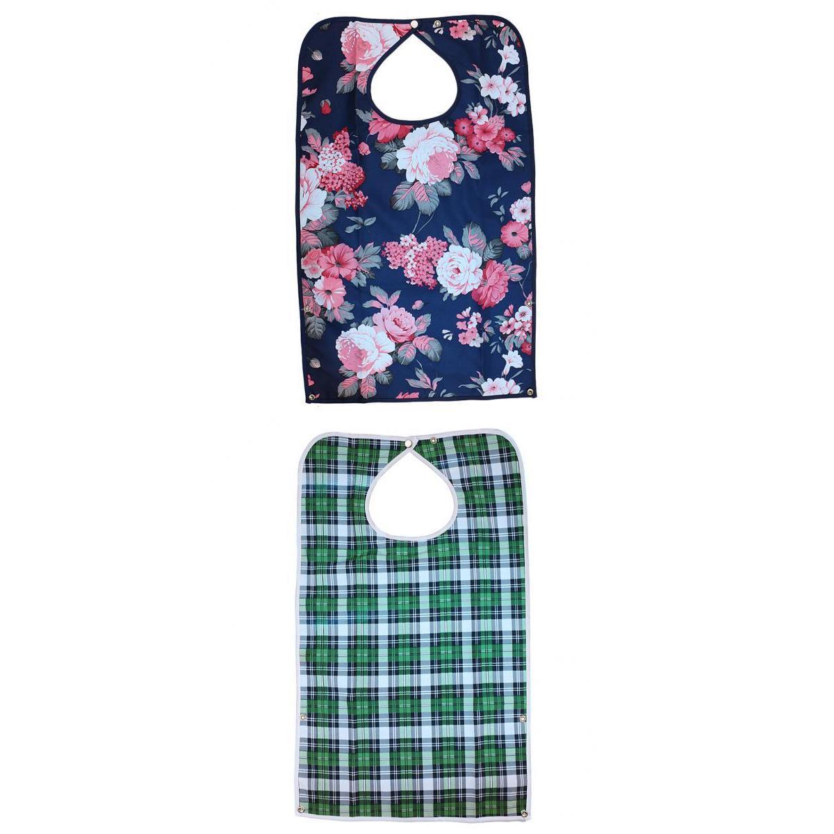 2 Pieces Detachable Bib Adult Mealtime Cloth Protector Disability Aid Apron