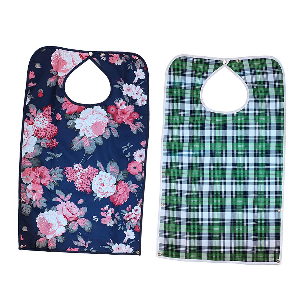 2 Pieces Detachable Bib Adult Mealtime Cloth Protector Disability Aid Apron