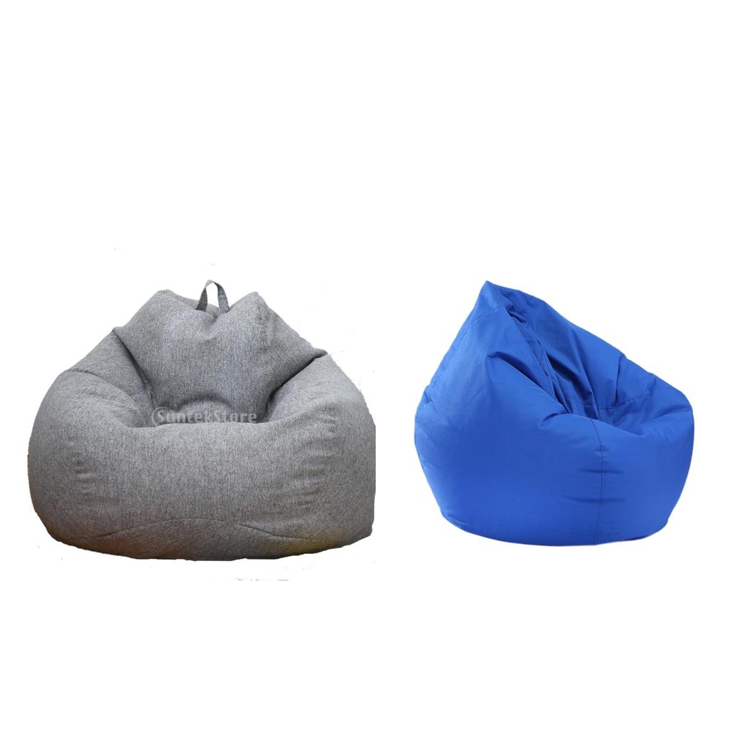 2 Pieces Solid Color Stuffed Animal Storage Bean Bag Cover Gray & Royal Blue
