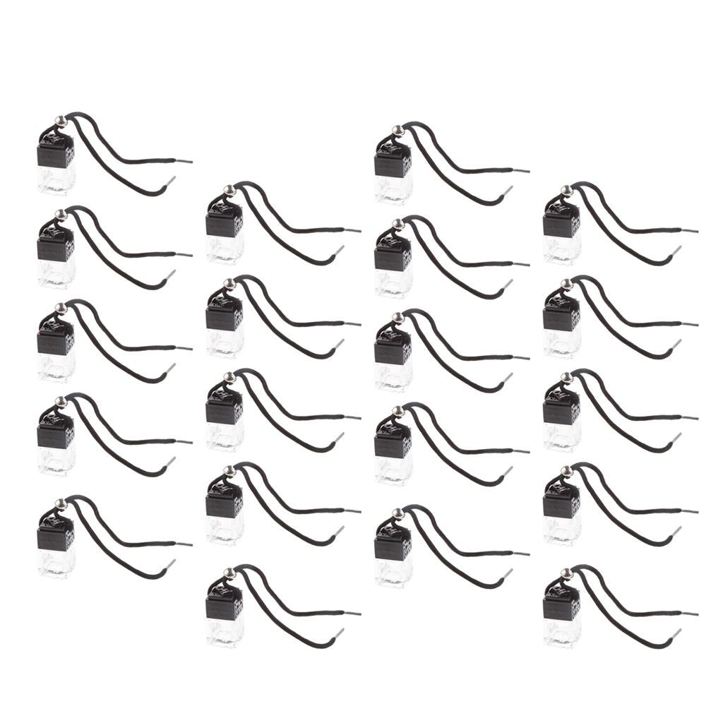 Charm Empty Glass Perfume Bottle Pendant for Car Hanging Decor Square 20pcs