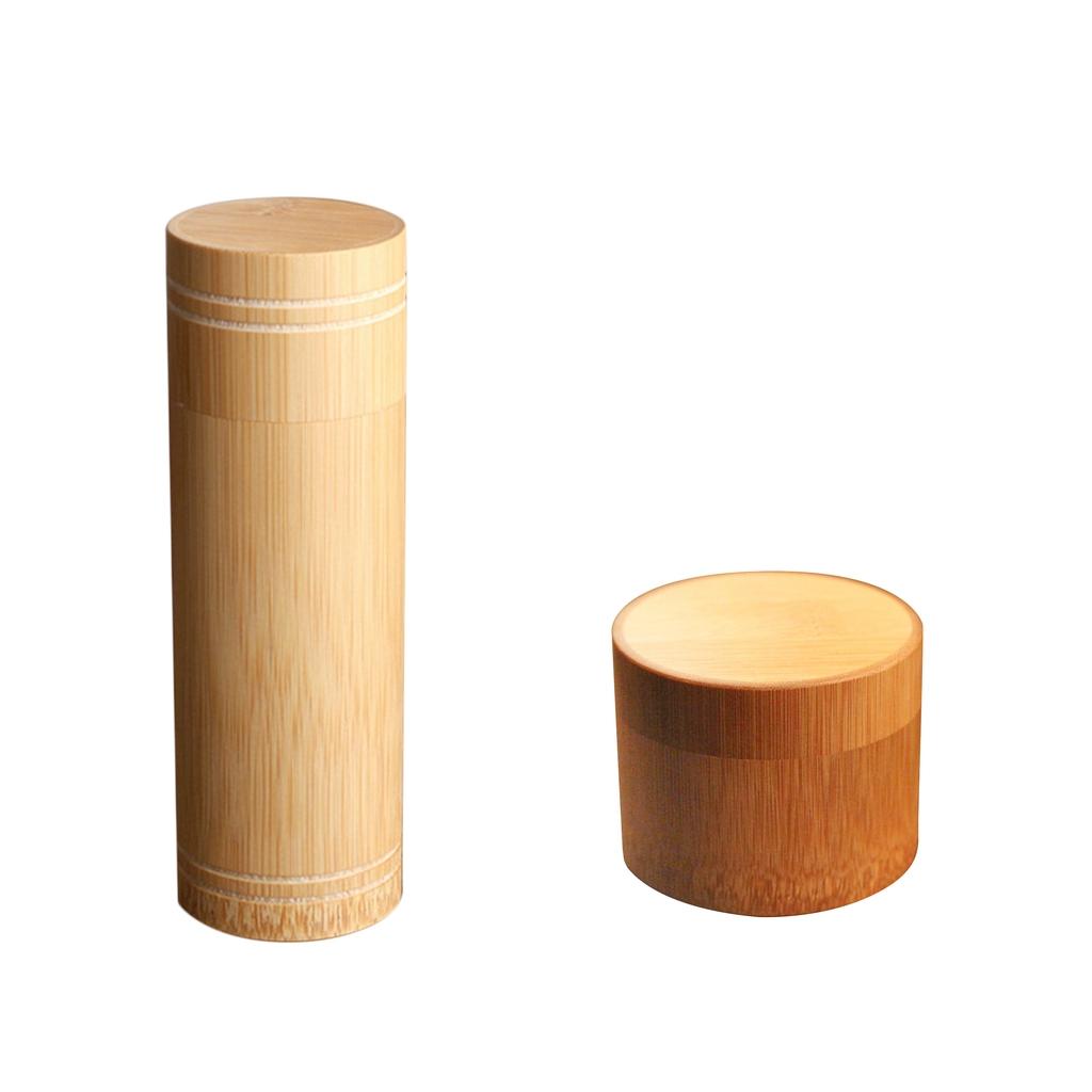 2pcs Round Tube Bamboo Tea CanisterTea Barrel Matcha Tea Box Tea Tin