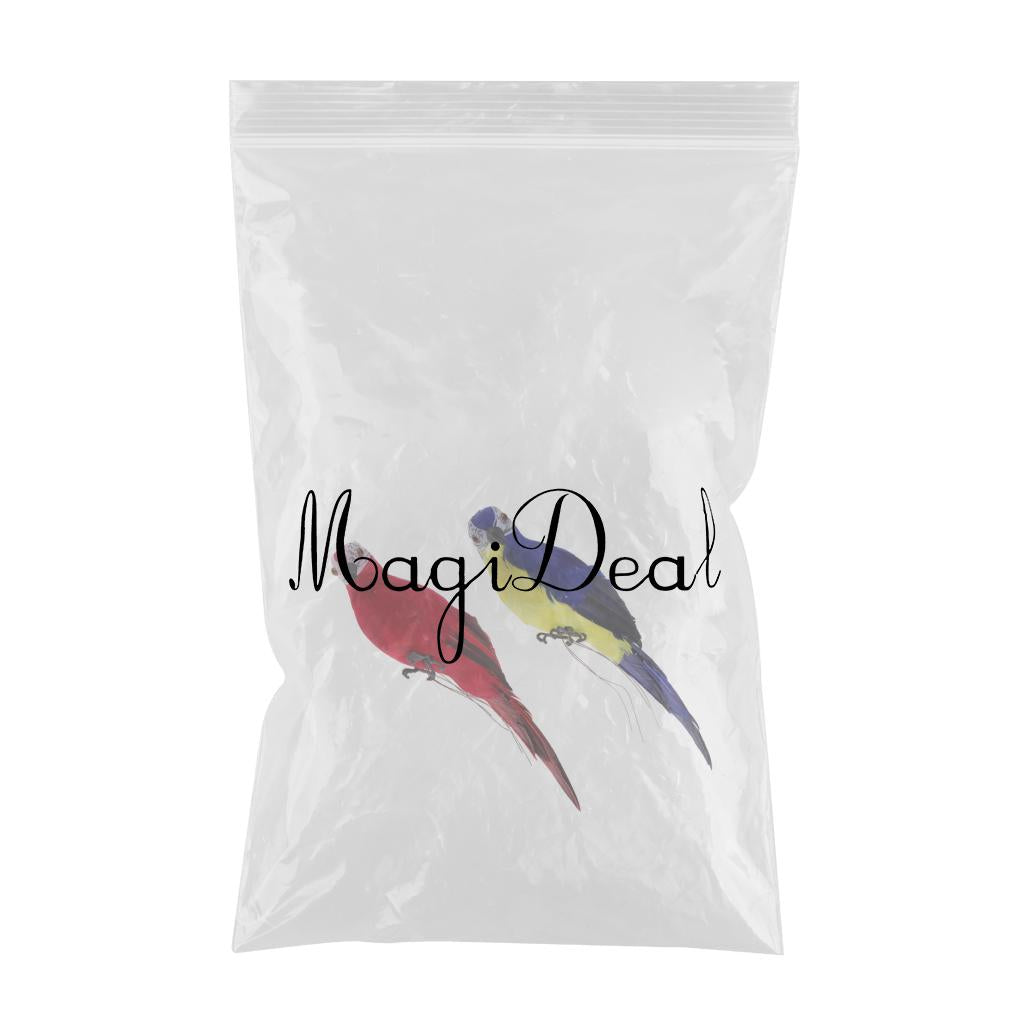 2x Realistic Parrot Artificial Feather Bird Animal Ornament Decor Red & Blue