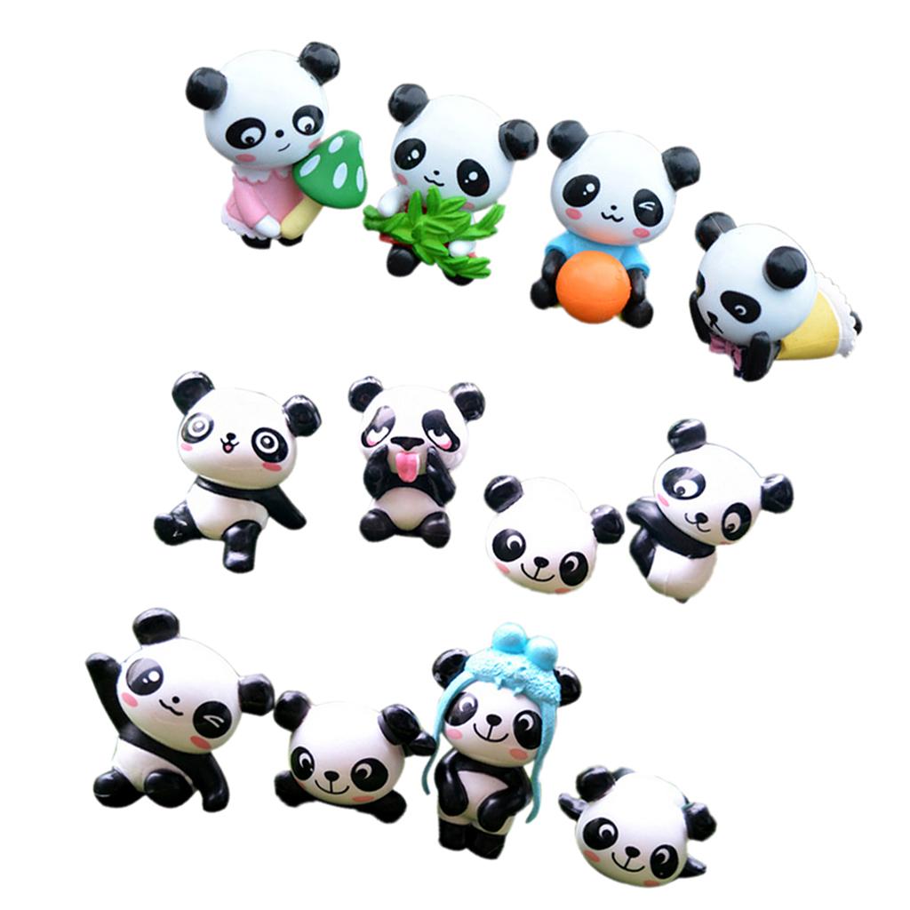 8 pieces Funny Panda Bear Statue and 4 Pieces Garden Decor Cute Panda Statue