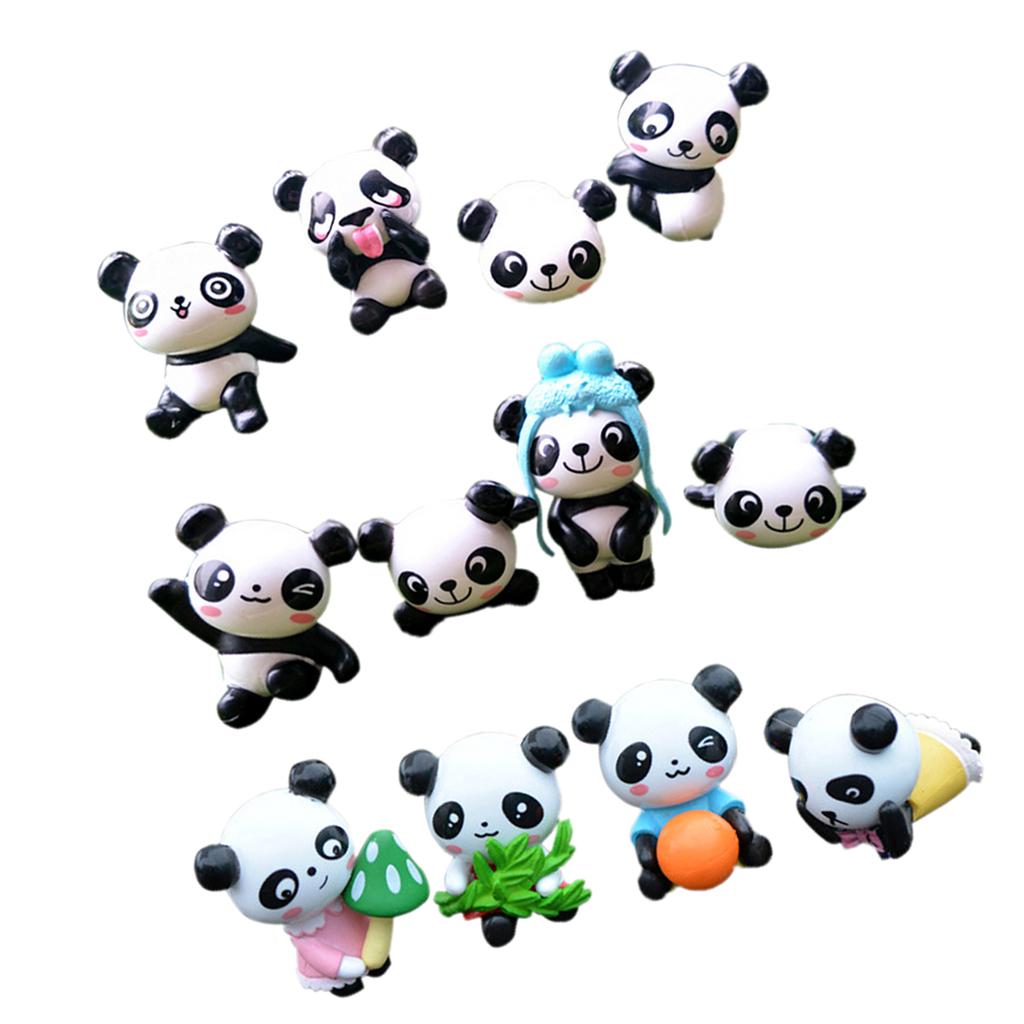 8 pieces Funny Panda Bear Statue and 4 Pieces Garden Decor Cute Panda Statue
