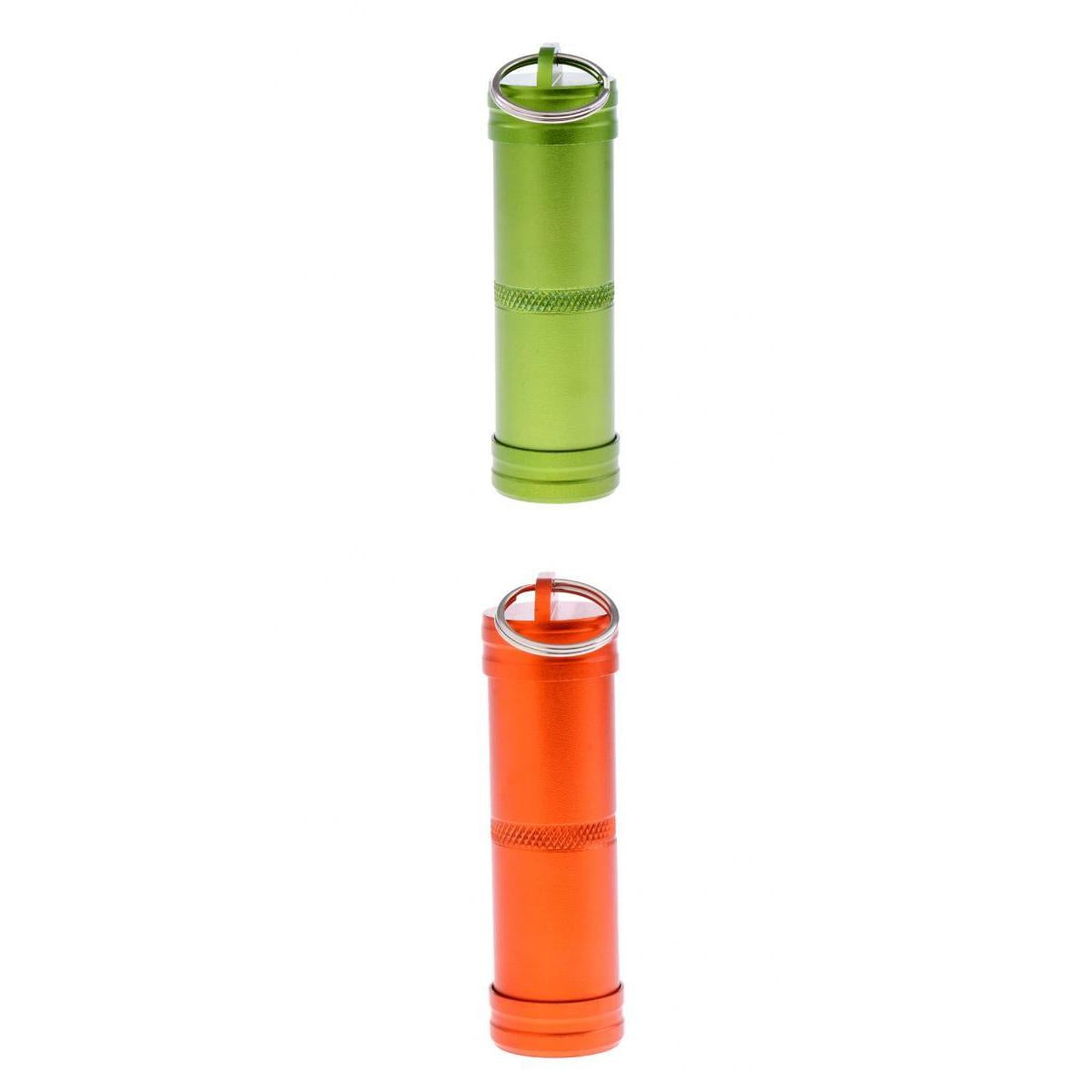 2 Pieces Aluminum Alloy Waterproof Capsule Holder Pill Case Bottle Container