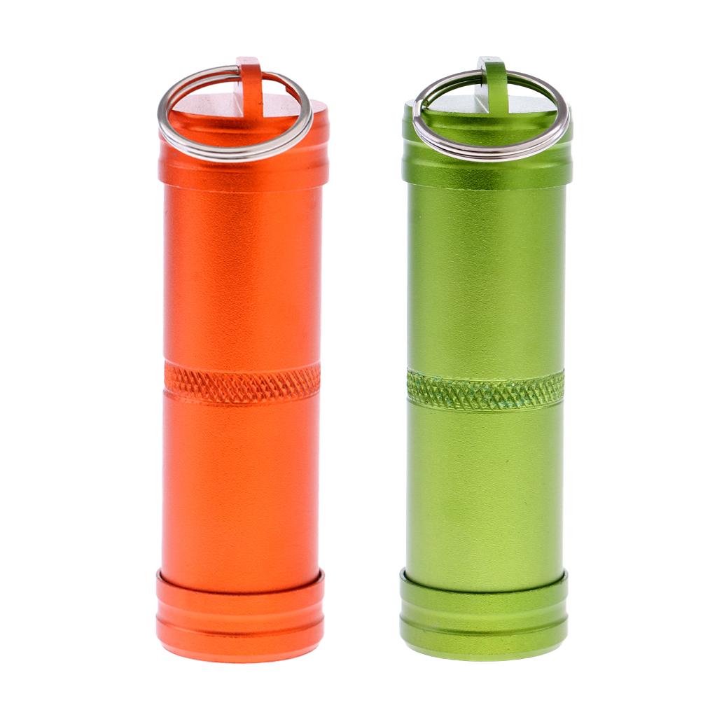 2 Pieces Aluminum Alloy Waterproof Capsule Holder Pill Case Bottle Container