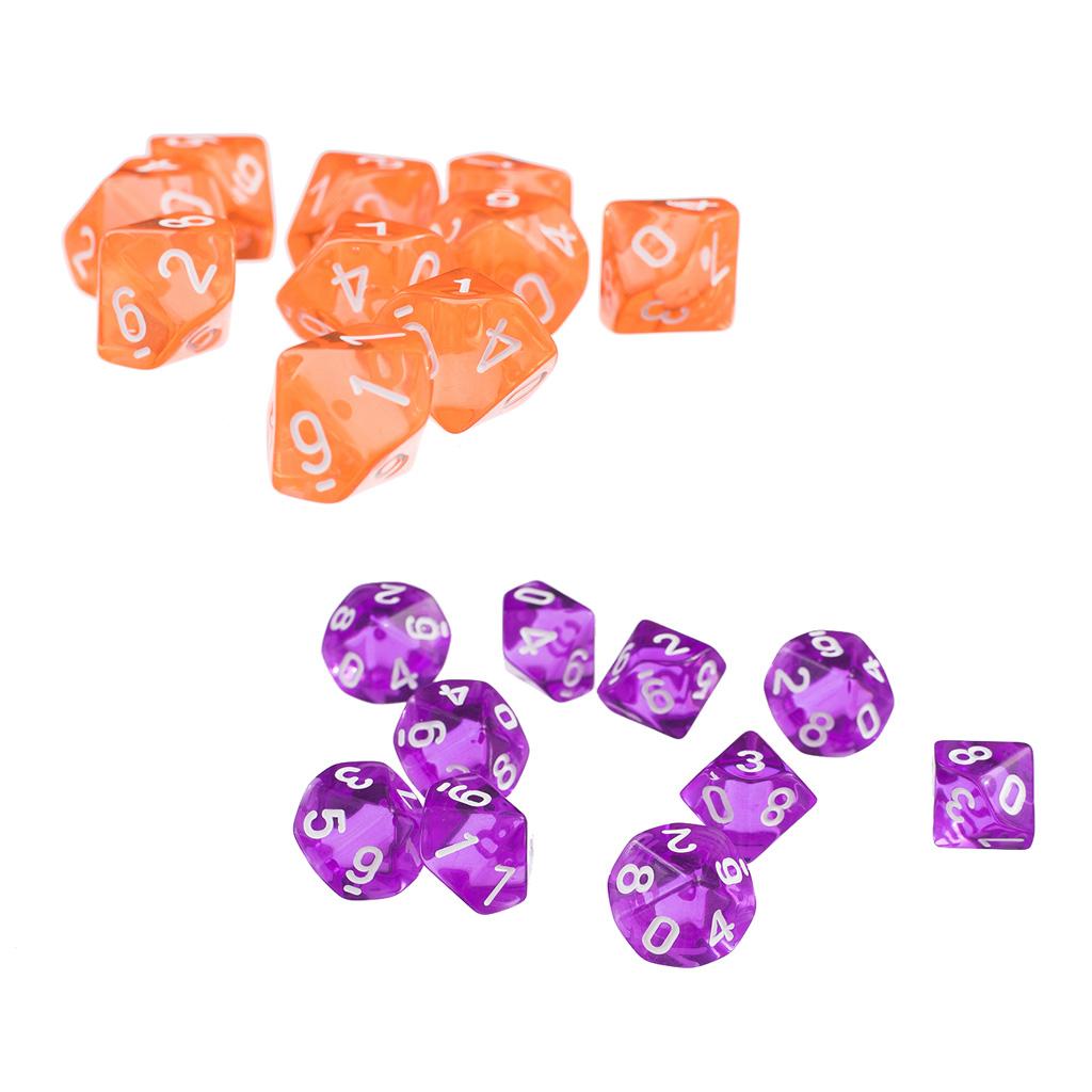 20 Pieces Polyhedral Dice D10 for Dungeons & Dragons DND RPG Table Game