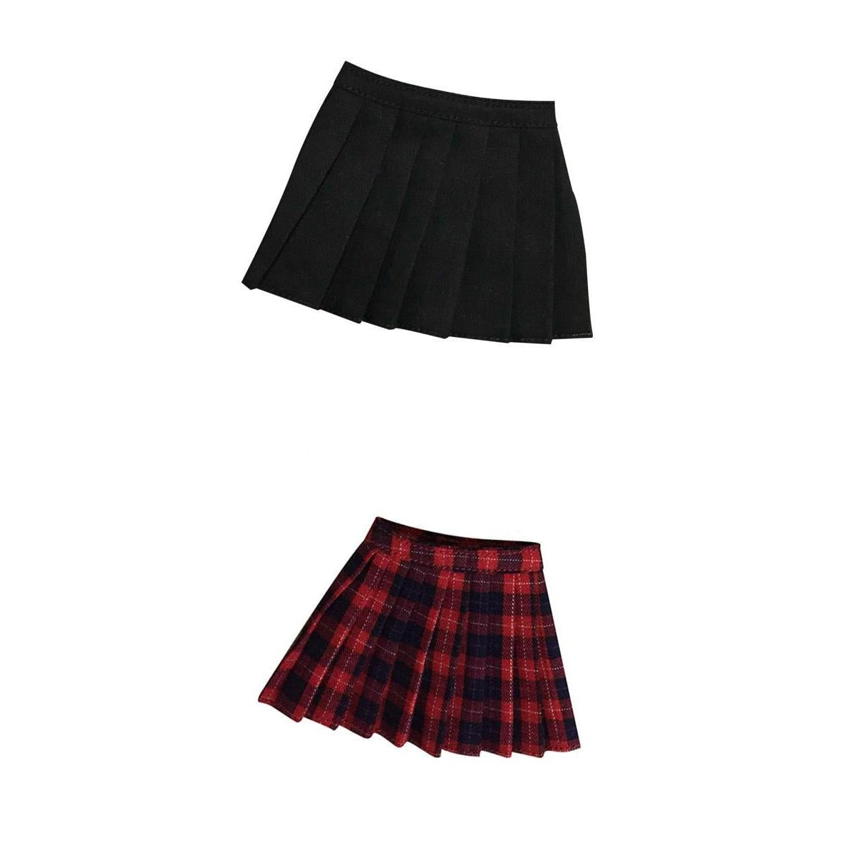 2 Pieces 1/6 Scale Mini Plaid Skirt Dress for 12 Action Figure Female Body"
