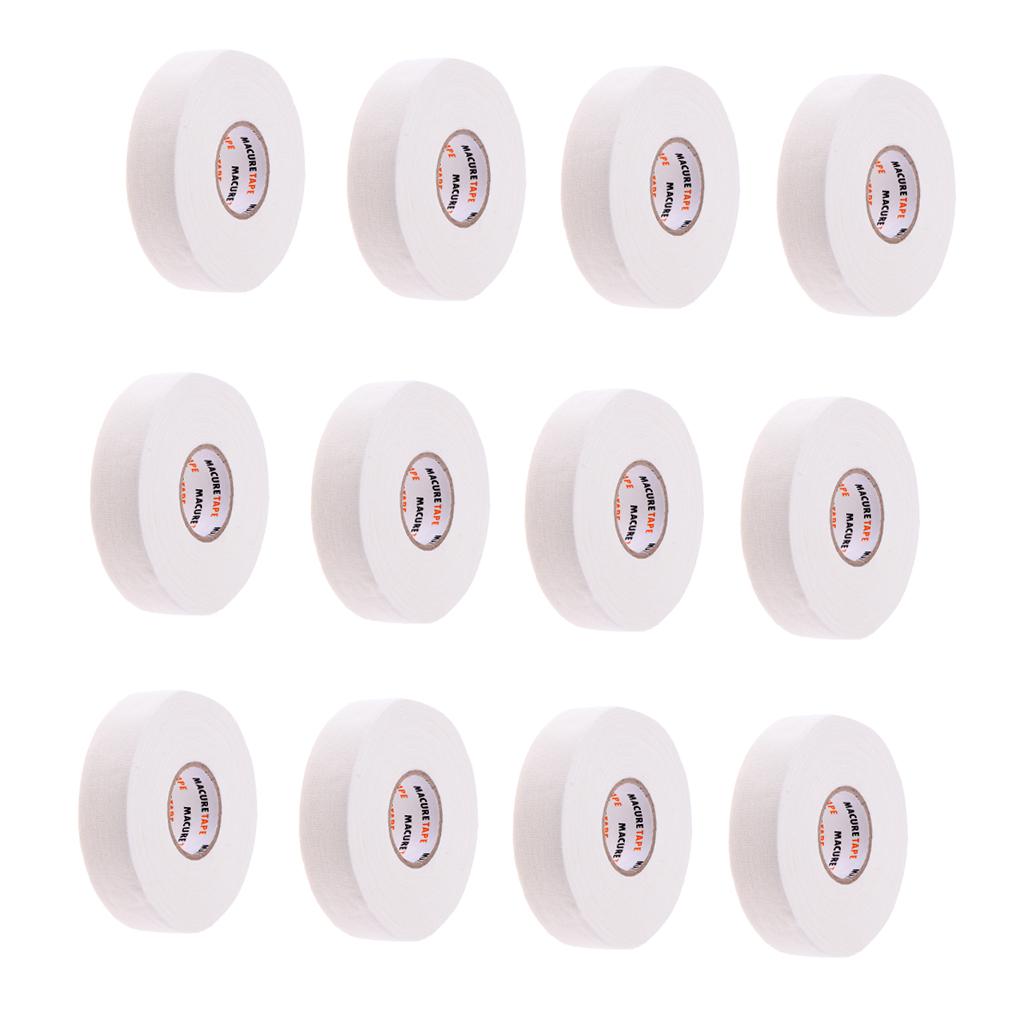 12 Roll Waterproof Adhesive Ice Hockey Cloth Stick Grip Tape 25mmx22.5m