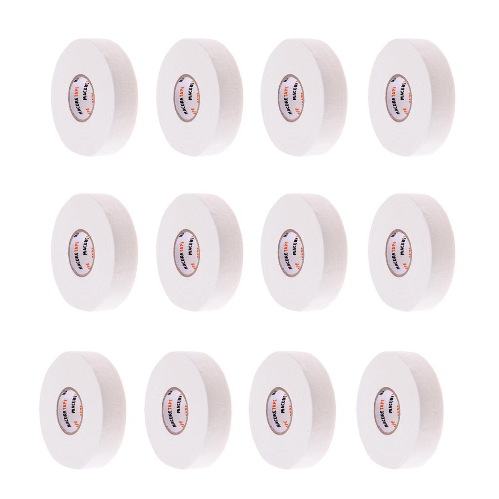 12 Roll Waterproof Adhesive Ice Hockey Cloth Stick Grip Tape 25mmx22.5m