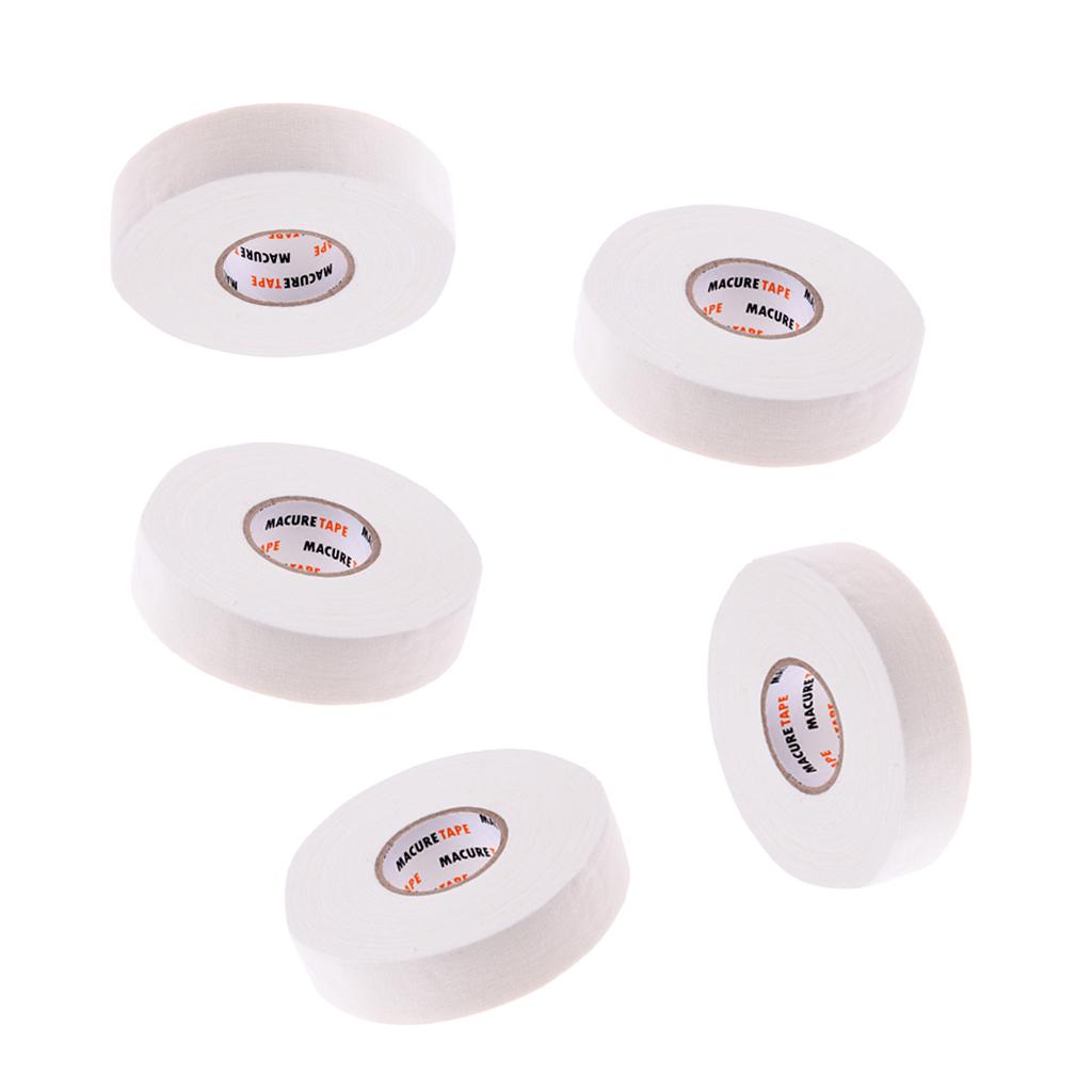 5 Roll Waterproof Adhesive Ice Hockey Cloth Stick Grip Tape 25mmx22.5m White