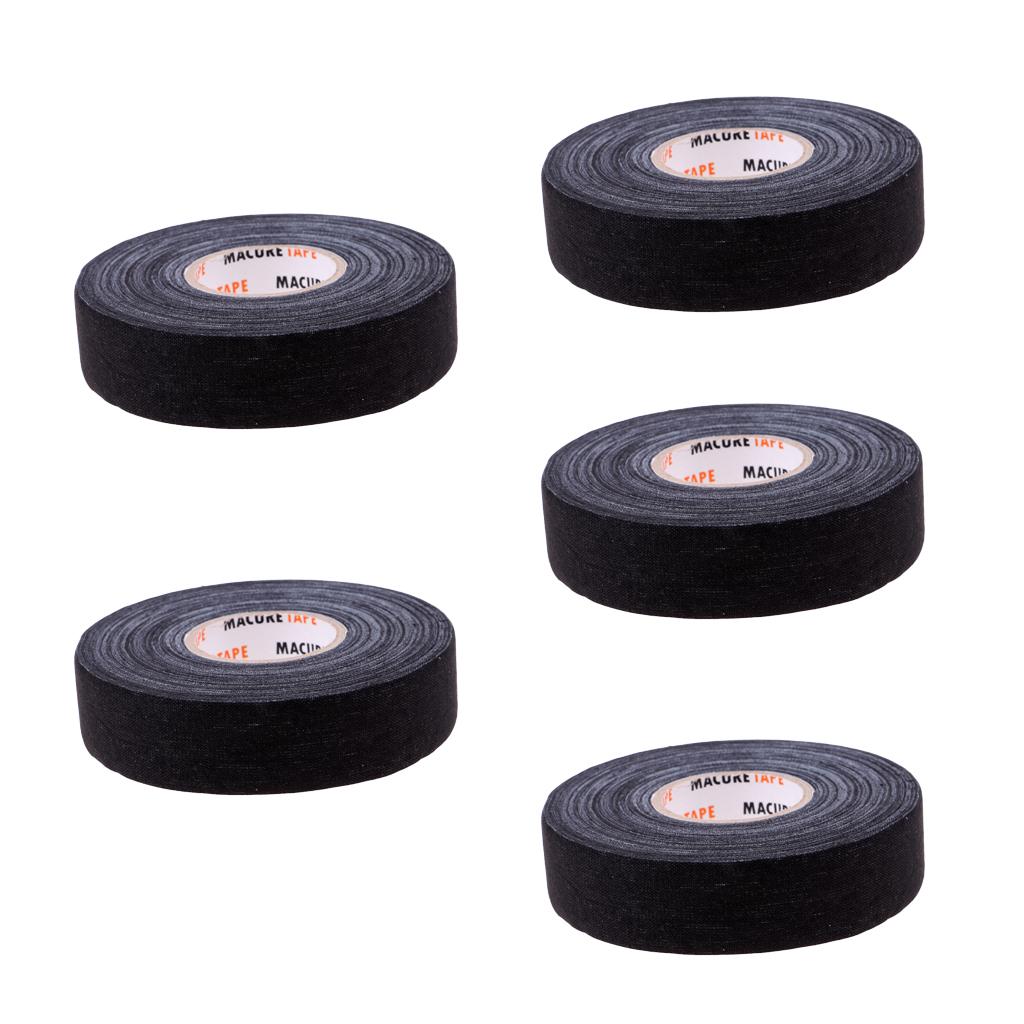 5 Roll Waterproof Adhesive Ice Hockey Cloth Stick Grip Tape 25mmx22.5m Black